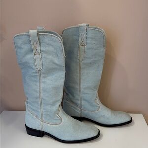Zara Light Blue Denim Cowboy Boots